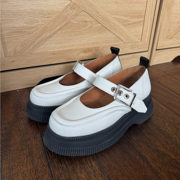 Ganni Shoes - Ganni White Mary Jane Platform Loafers